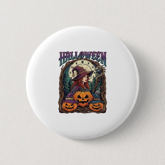 Halloween Hexen Kürbisse Mondphasen_1 Button (Vorderseite)