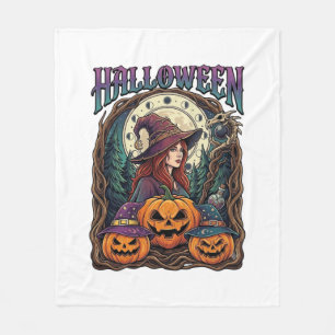 Halloween Hexen Kürbisse Mondphasen_1 Fleecedecke