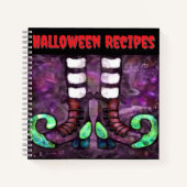 Halloween Hexen lebt hier Boots Lila Rezept Notizblock (Vorderseite)