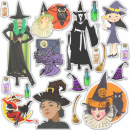 Halloween Hexen, modern und Vintag Aufkleber