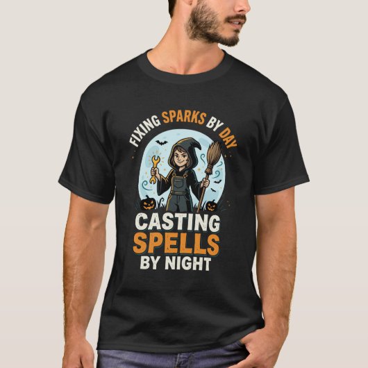 Halloween Hexen Mond Crew T-Shirt (Vorderseite)