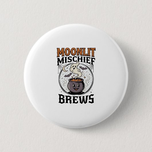 Halloween Hexen Mond Unfug Button (Vorderseite)