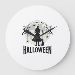 Halloween-Hexen-Mond-Vintage-Stich-Design_1 Große Wanduhr