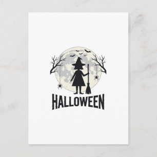 Halloween-Hexen-Mond-Vintage-Stich-Design_1 Postkarte