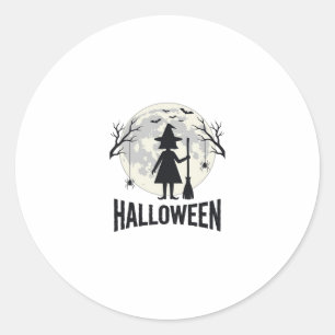 Halloween-Hexen-Mond-Vintage-Stich-Design_1 Runder Aufkleber