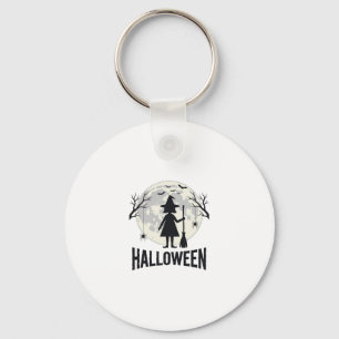 Halloween-Hexen-Mond-Vintage-Stich-Design_1 Schlüsselanhänger