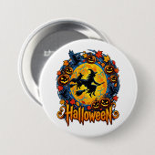 Halloween-Hexen Mondlicht Button (Vorne & Hinten)