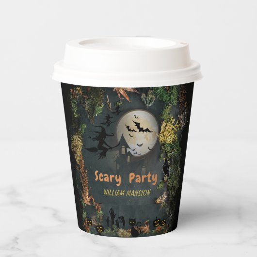 Halloween Hexen Party Nachtplaner Einladung Pappbecher (Vorderseite)