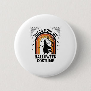 Halloween-Hexen-Shirt Lustiges Kostüm Vintage-Grav Button