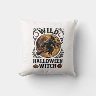 Halloween-Hexen-Shirt Vintage-Besen-Mond-Grafik_1 Kissen