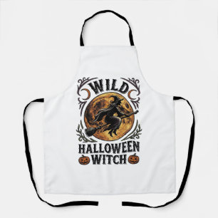 Halloween-Hexen-Shirt Vintage-Besen-Mond-Grafik_1 Schürze