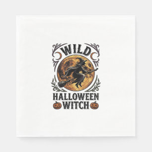 Halloween-Hexen-Shirt Vintage-Besen-Mond-Grafik_1 Serviette