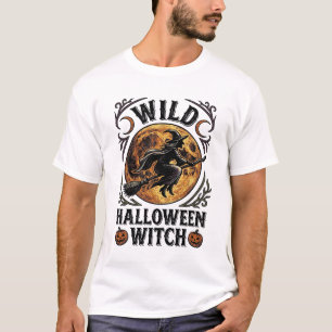 Halloween-Hexen-Shirt Vintage-Besen-Mond Grafik_1 T-Shirt