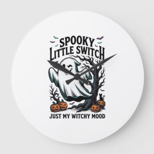 Halloween-Hexen-Shirt Vintage-Geister-Humor-Design Große Wanduhr
