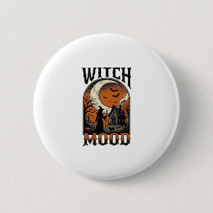 Halloween-Hexen-Shirt Vintage Geister-Mond-Design_ Button