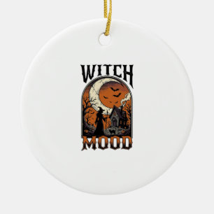 Halloween-Hexen-Shirt Vintage-Geister-Mond-Design_ Keramik Ornament
