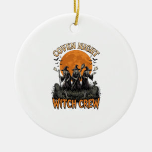 Halloween-Hexen-Shirt Vintage Graviert Coven Nacht Keramik Ornament