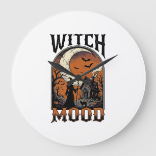 Halloween-Hexen-Shirt Vintage Grusel Mond Design_ Große Wanduhr