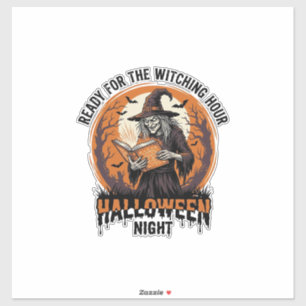 Halloween Hexen-Shirt Vintage-Zauberbuch-Lesende D Aufkleber