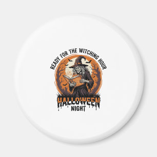 Halloween Hexen-Shirt Vintage-Zauberbuch-Lesende D Magnet