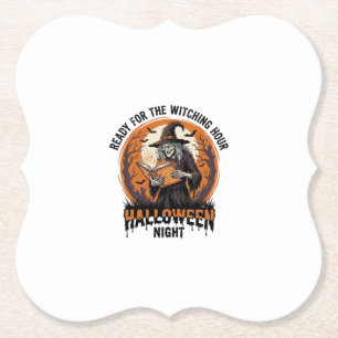 Halloween Hexen-Shirt Vintage-Zauberbuch-Lesende D Untersetzer