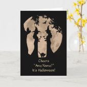 Halloween Hexen trinken Wein Individuelle Name Fro Karte (Gelbe Blume)