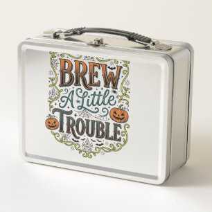 Halloween-Hexen-Typografie Braut Ein Wenig Ärger_1 Metall Brotdose