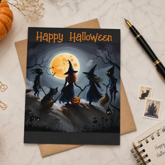 Halloween Hexen und Freunde Postkarte