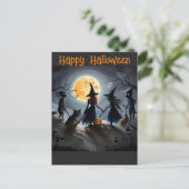 Halloween Hexen und Freunde Postkarte (Stehend Vorderseite)