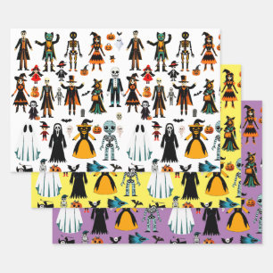 Halloween-Hexen und Monster-Kunst-Cliparts  Geschenkpapier Set