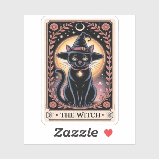 Halloween Hexenaesthetic Cat Lovers Gothic Tarot Aufkleber (Blatt)