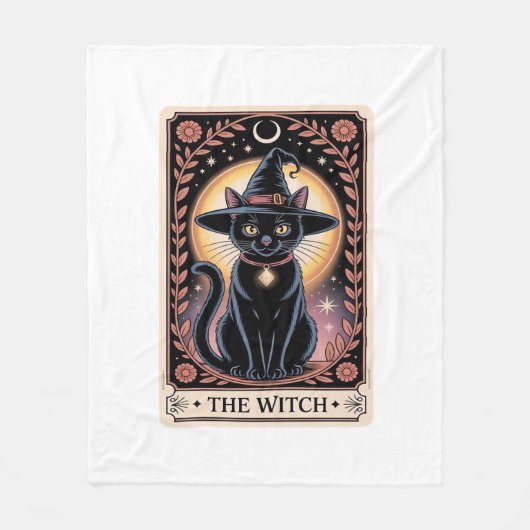 Halloween Hexenaesthetic Cat Lovers Gothic Tarot Fleecedecke (Vorderseite)