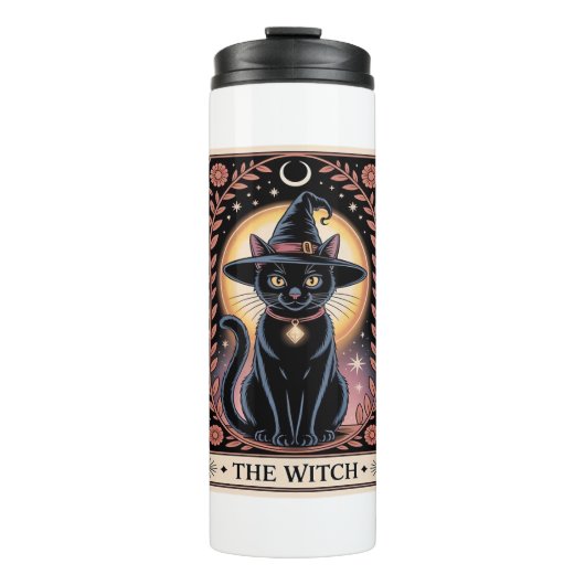 Halloween Hexenaesthetic Cat Lovers Gothic Tarot Thermosbecher (Vorderseite)
