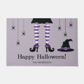 Halloween Hexenbeine und Spinnen mit Lila Namen Fußmatte (Vorderseite)