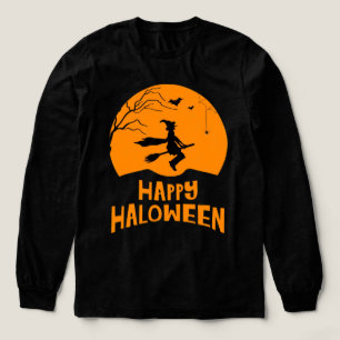 Halloween Hexenbesen Schwarze Katze Mond Grafik Tri-Blend Shirt