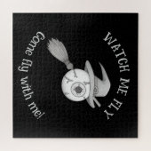 Halloween-Hexenbesen und beängstigendes Augenbraue Puzzle (Horizontal)