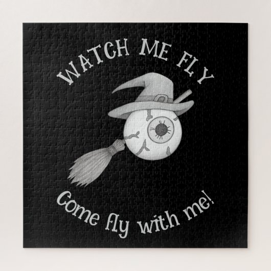 Halloween-Hexenbesen und beängstigendes Augenbraue Puzzle (Vertikal)