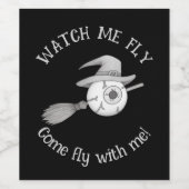 Halloween-Hexenbesen und beängstigendes Augenbraue Weinetikett (Einzelnes Label)