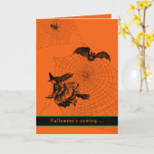 Halloween Hexenbespiele Beängstigend Orange Falten Karte (Gelbe Blume)