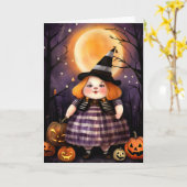 Halloween-Hexenbild Karte (Gelbe Blume)
