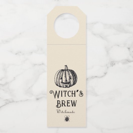 Halloween Hexenbrauen Flasche Vintager Kürbis Flaschenanhänger (Vorderseite)
