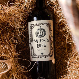 Halloween Hexenbraun trinkt Funny Spooky Wine Weinetikett