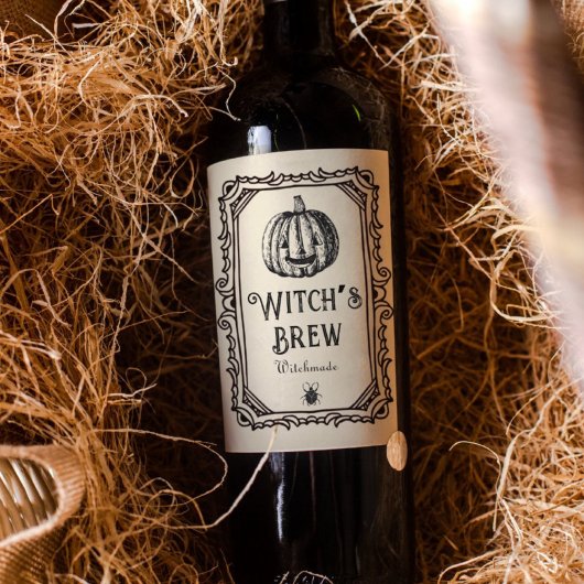 Halloween Hexenbraun trinkt Funny Spooky Wine Weinetikett