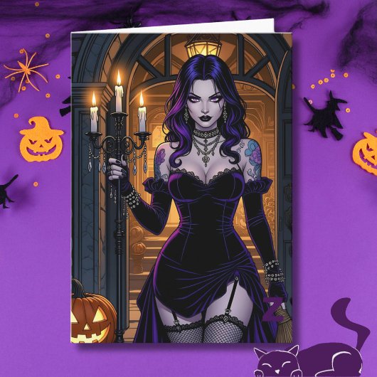 Halloween Hexenfärberseite innen Karte