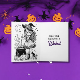 Halloween Hexenfärberseite innen Karte