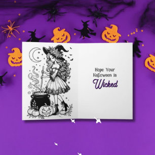 Halloween Hexenfärberseite innen Karte