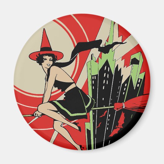 Halloween Hexenfliegen (Vintag) Magnet (Vorne)