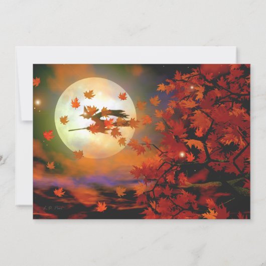 Halloween-Hexenflug Einladung (Rückseite)