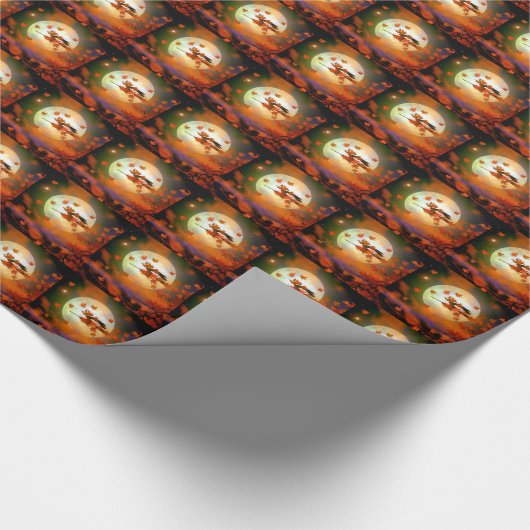 Halloween-Hexenflug Geschenkpapier (Ecke)