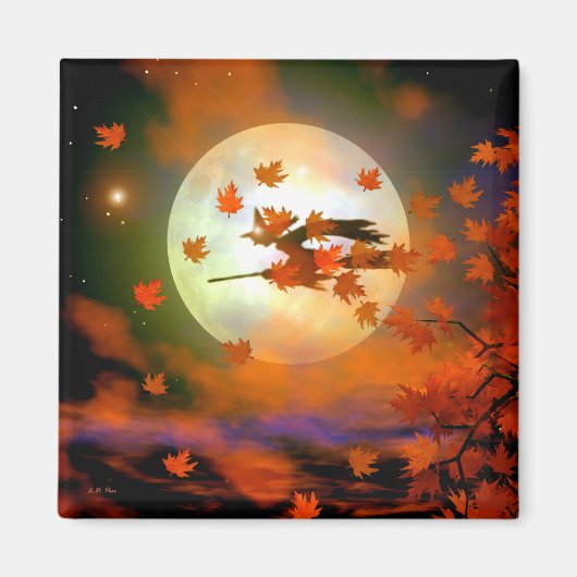 Halloween-Hexenflug Magnet (Vorne)